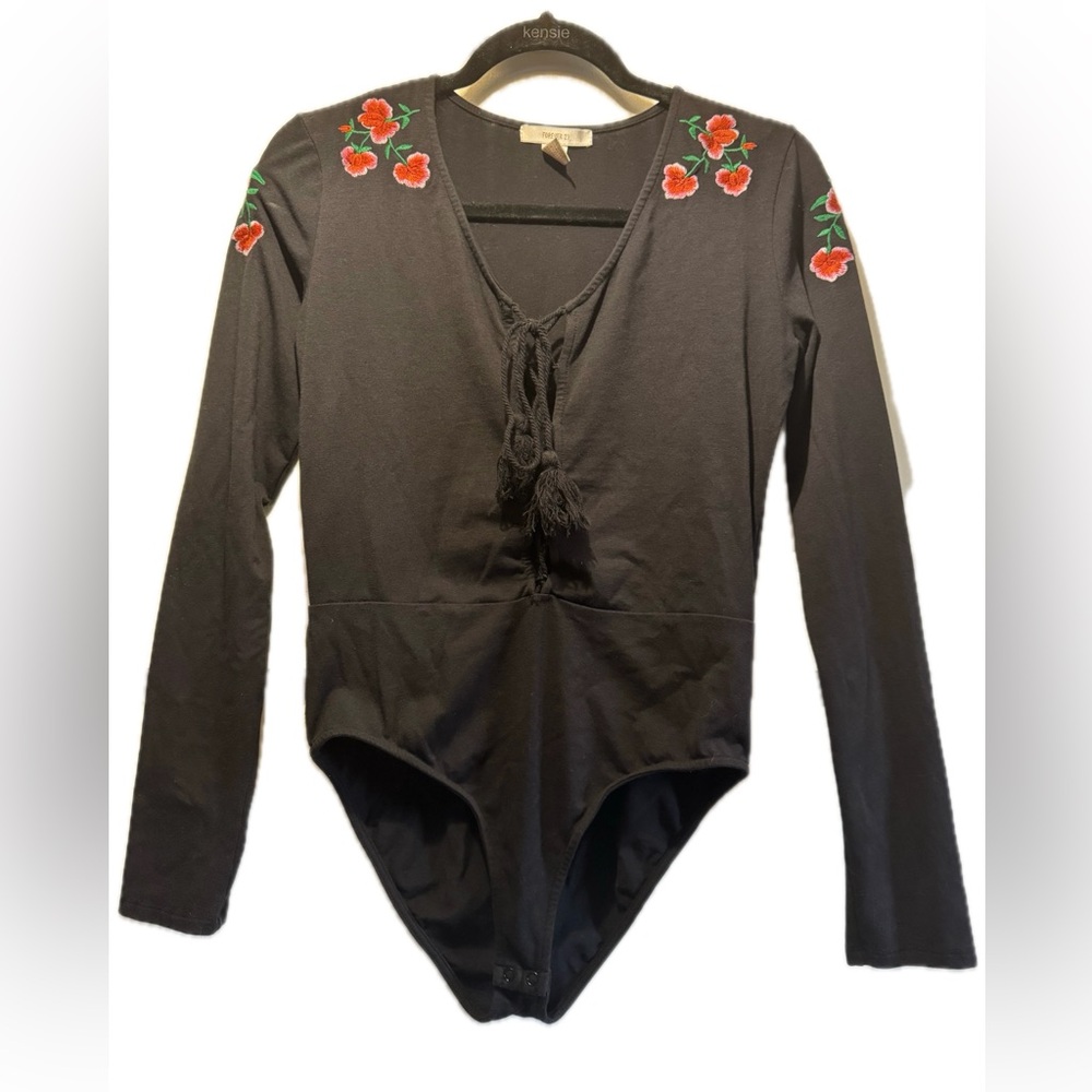 Forever 21 Floral Embroidered Bodysuit